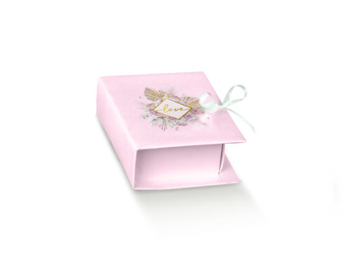 Boite a dragées rose poudré rectangle