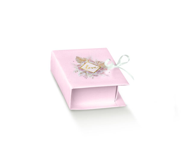 Boite a dragées rose poudré rectangle