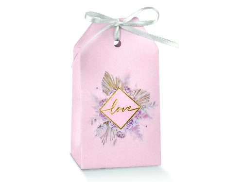 Boite a dragees rose poudrée etui