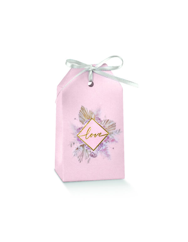 Boite a dragees rose poudrée etui