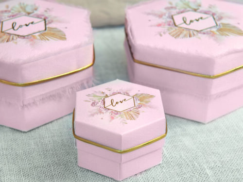 Boite a dragees rose poudrée mariage