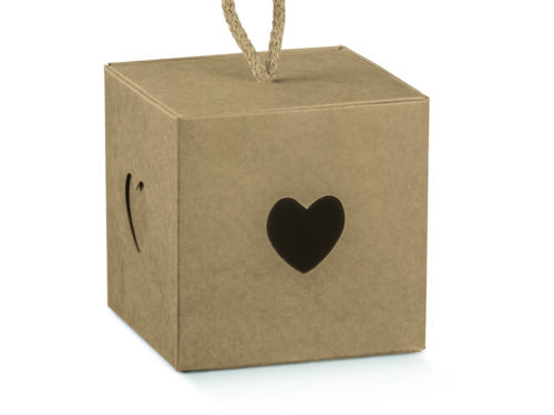 Boite cube kraft avec coeur