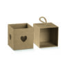 Contenant Dragées Kraft - Cube coeur - Cordelette - Lot de 10