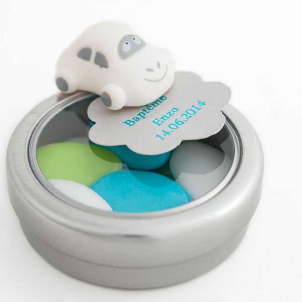 Boite à dragées ronde en métal