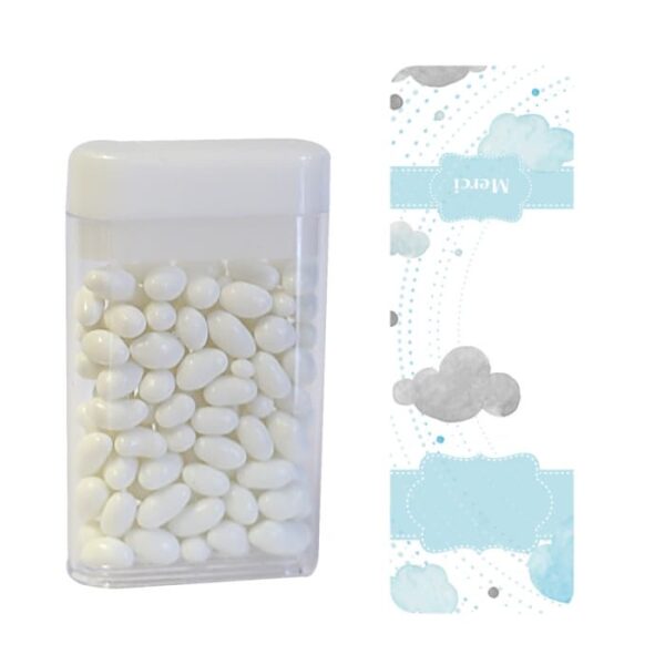 stickers tic tac dragees nuages bleu et gris