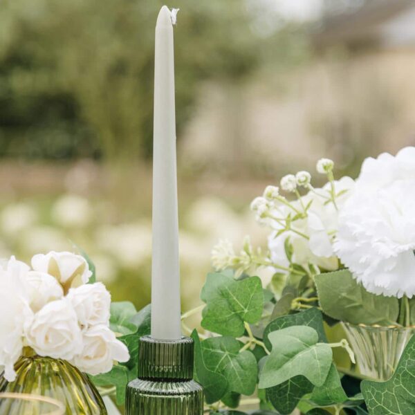 Bougie chandelier vert sauge eucalyptus ou vert de gris