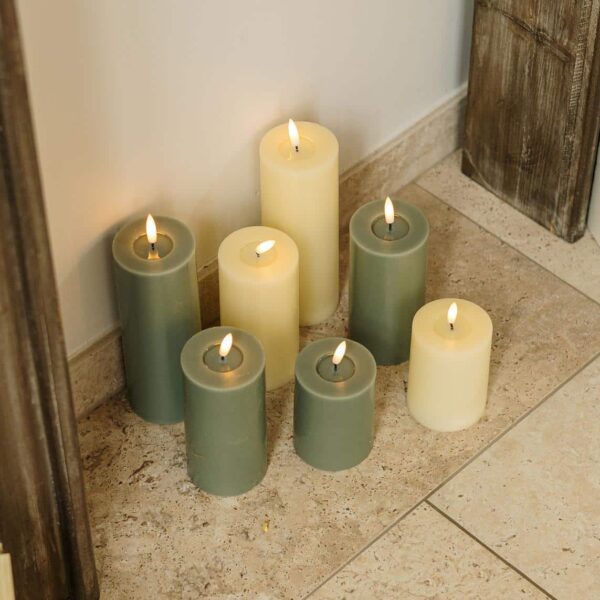 Bougie LED - Vert Eucalyptus - 15 x 7 cm