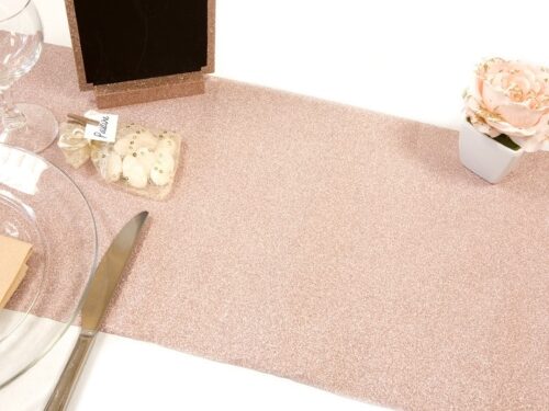 Chemin de table rose gold pailleté effet métal