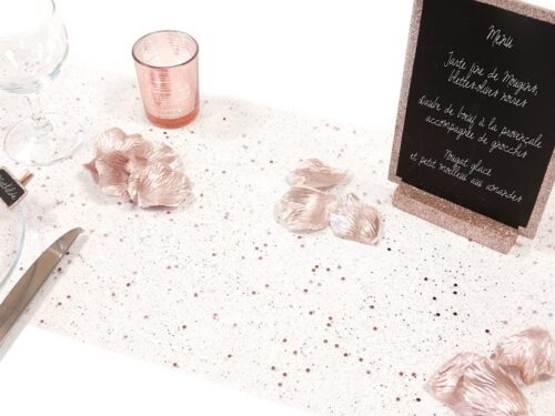 Chemin de table tulle pailleté rose gold