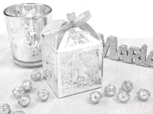 Boite a dragees cage à oiseau argenté