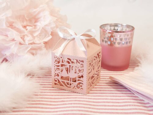 Contenant à dragée Cigogne Rose