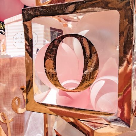 CUBE A BALLONS TRANSPARENT CONTOURS ROSE GOLD 91509