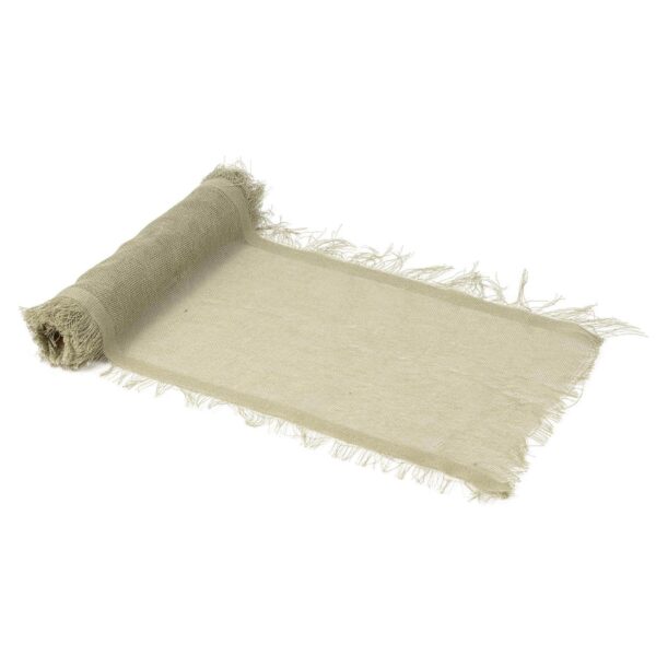 Chemin de table Effiloché Vert de gris