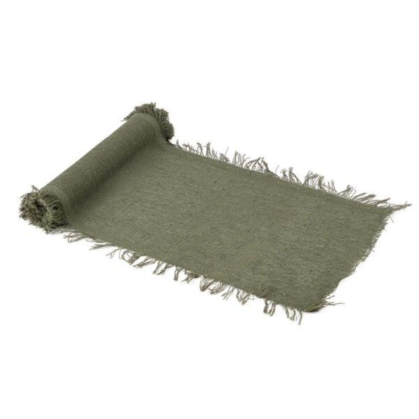 Chemin de table Effiloché Vert eucalyptus