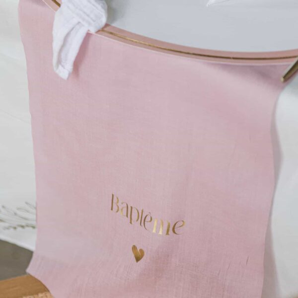 Chemin de table Bapteme vieux rose