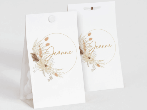 Contenant à dragées pampa champêtre personnalisée