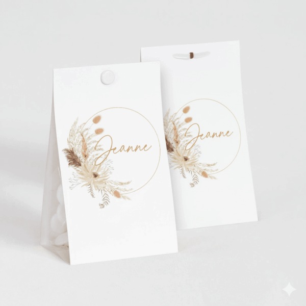 Contenant à dragées pampa champêtre personnalisée