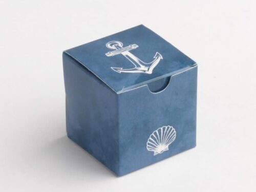 Contenant dragées ancre et coquillage theme mer - cube