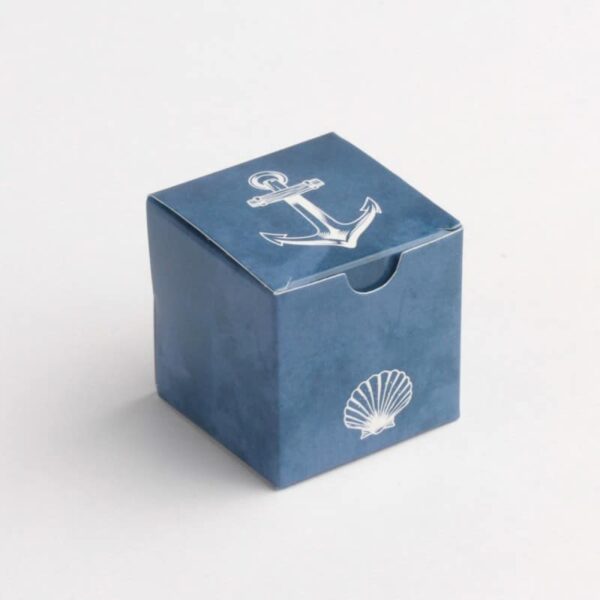 Contenant dragées ancre et coquillage theme mer - cube