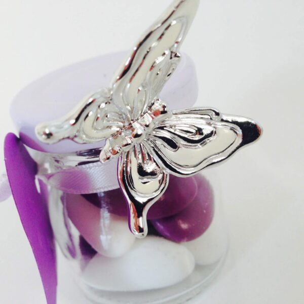 Pot à dragées en verre avec bouchon métal blanc