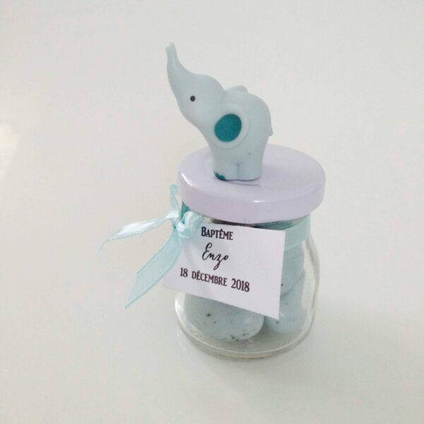 Contenant dragées en verre bocal couvercle blanc