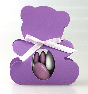 Contenant dragees ourson parme violet lilas