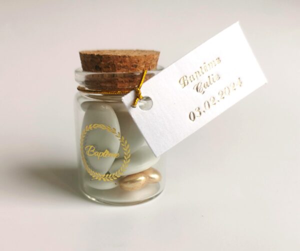 pot à dragées en verre baptême