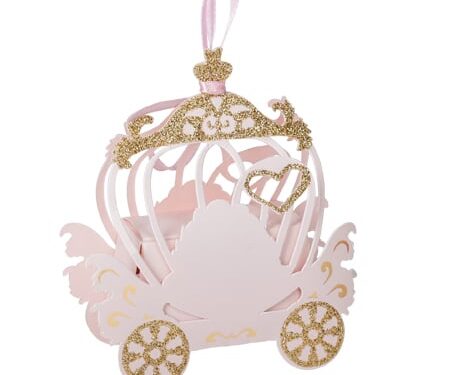 Contenants carrosse Rose et paillettes Or 79692