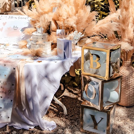 Cube à ballons transparent Or 91508