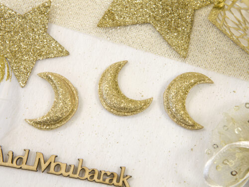 stickers croissant de lune pailleté or Eid