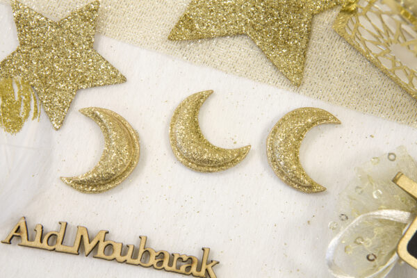 stickers croissant de lune pailleté or Eid