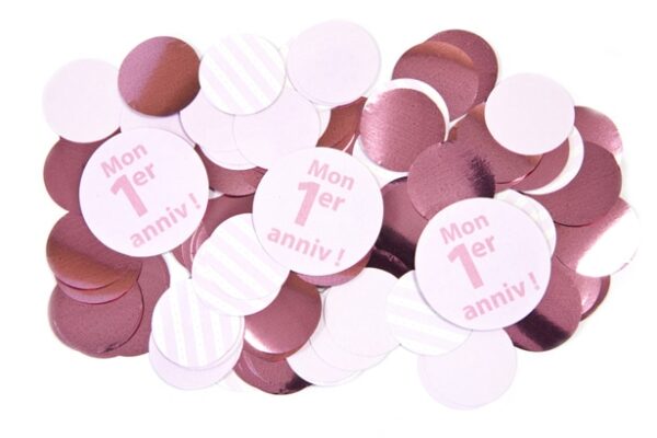 confettis 1er anniv rose