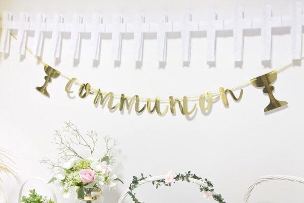 Guirlande communion or avec calice