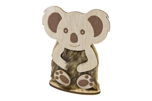 Centre de table Koala en bois et fourrure