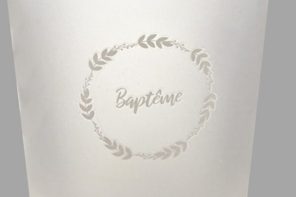 Etiquette autocollante "Baptême" - Blanc - Lot de 12