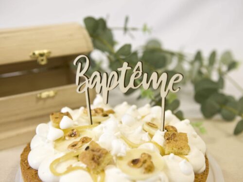 Décor de gâteau "Baptême"