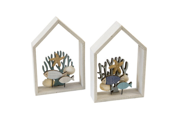 centre de table fond marin en bois