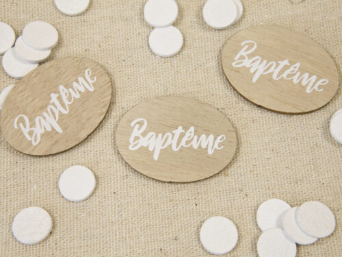 confettis de table baptême en bois
