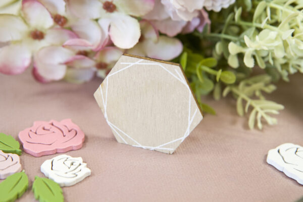 marque place hexagonal en bois lot de 2