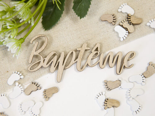 deco de table bapteme en bois confettis bapteme