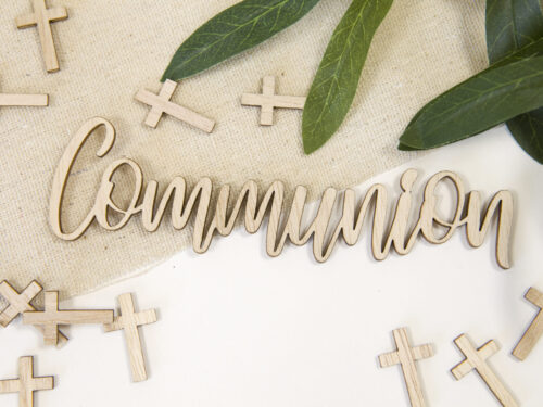 deco de table communion en bois
