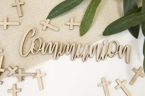 deco de table communion en bois