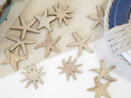 confettis de table en bois naturel forme étoile de mer