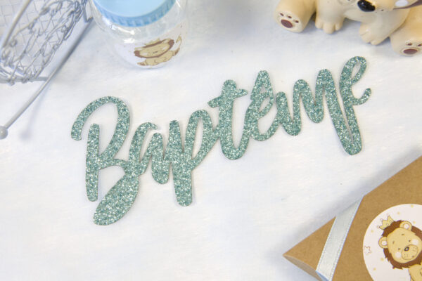 décoration de table baptême bleu