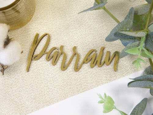 décoration de table parrain bois doré