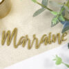 décoration de table marraine en bois doré