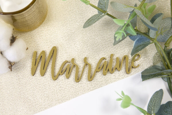 décoration de table marraine en bois doré