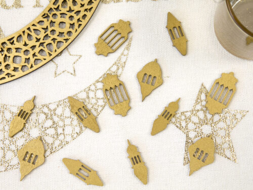 confettis table lanterne or