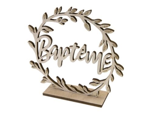 Centre de table Baptême - Couronne en bois