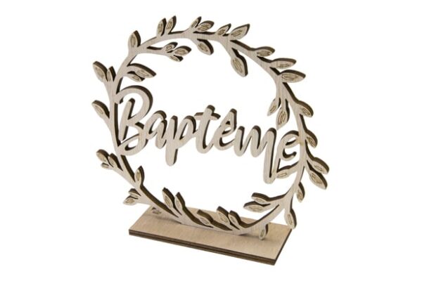 Centre de table Baptême - Couronne en bois